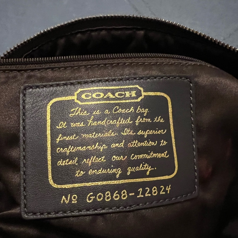 Coach Vintage Cursive Creed Signature canvas large tan brown tote/shoulder bag - Picture 6 of 9